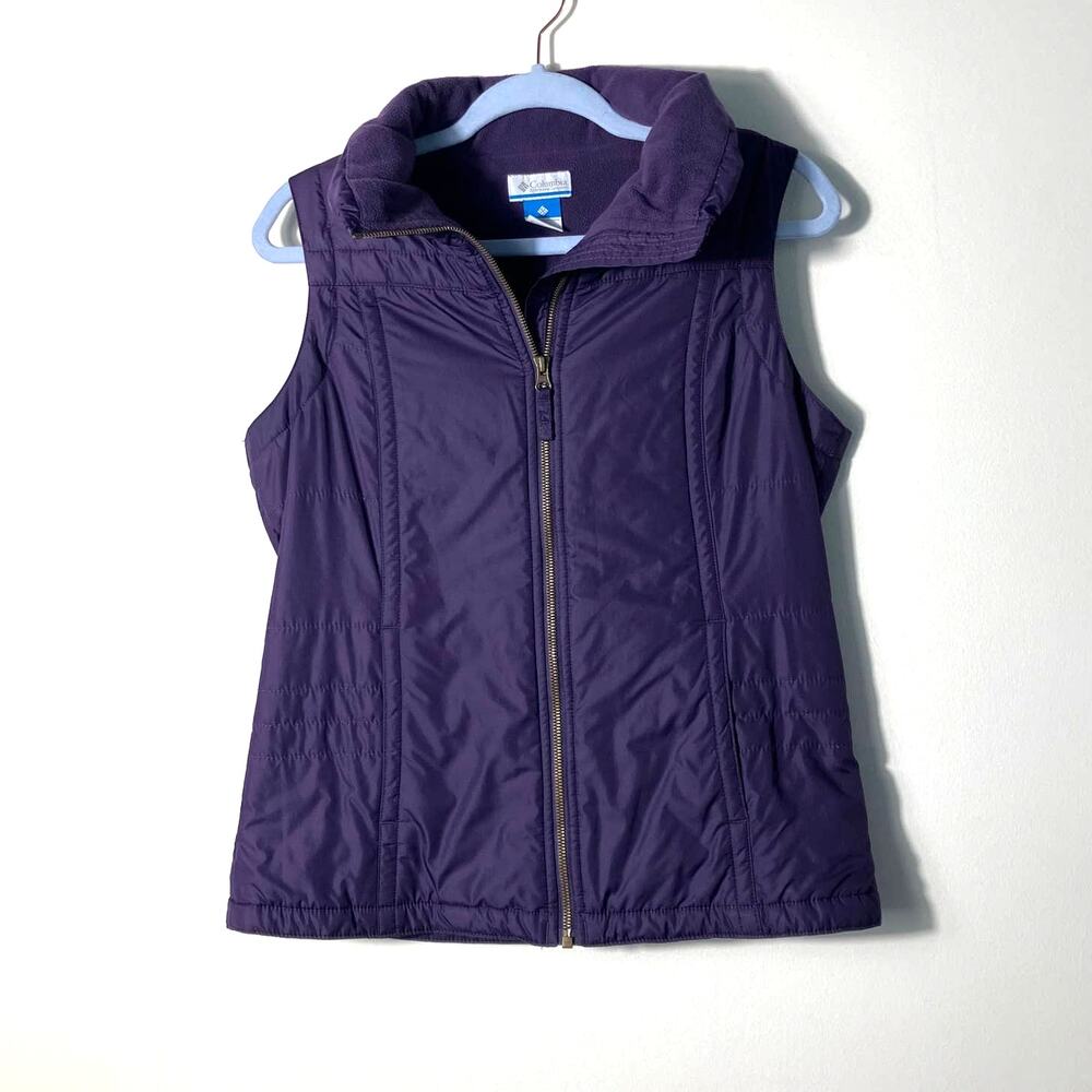 Champion Purple Puffer Fleece Sleeveless Zip Vest Medium